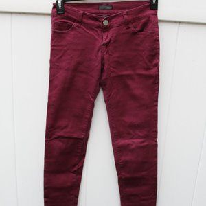 low rise maroon jeans